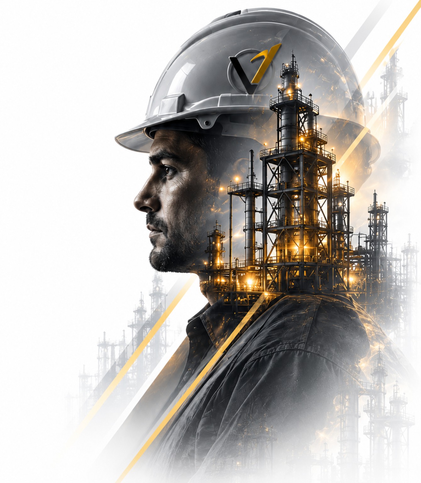 Composição industrial VEKTOR CORE com profissional e planta industrial