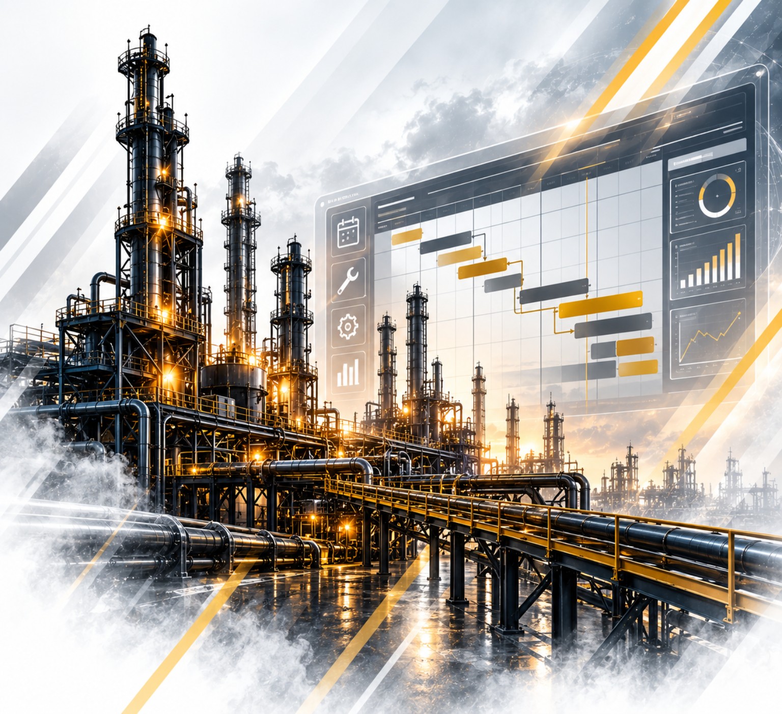Planejamento industrial com programação visual e indicadores de manutenção