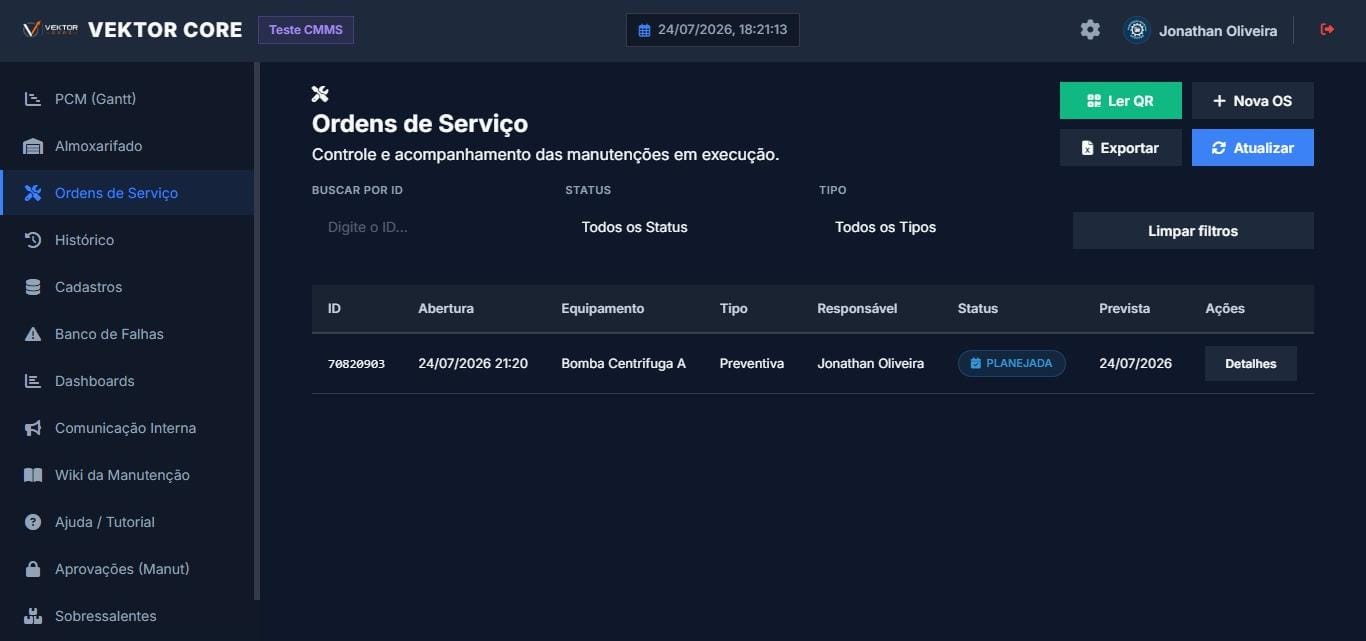 Ordens de Serviço VEKTOR CORE